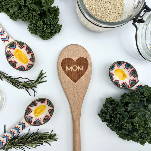 Heart Mom Engraved Wooden Spoon