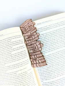 Just One more Page Book Stack Wooden Bookmark